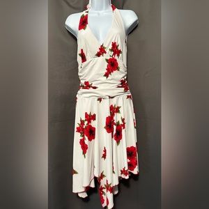 Like New-Vintage Style Halter Dress - Red Floral